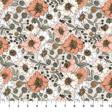 FIGO FabricsKlara Rayon Fabric Peonies CreamFabric