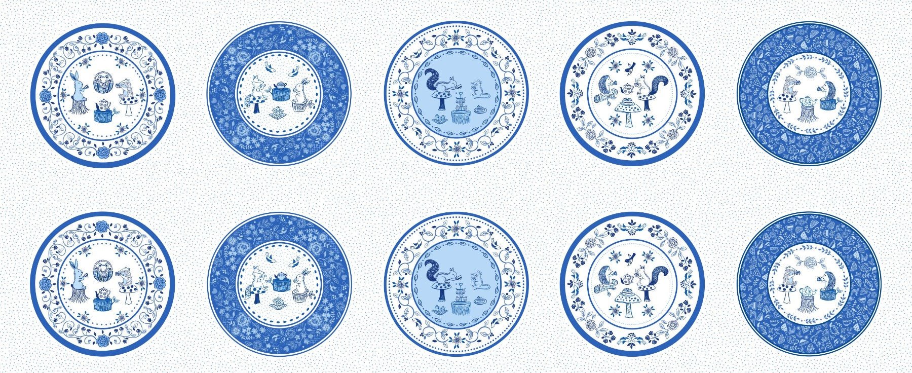 Lewis & IreneTea Time Plates Fabric PanelFabric Panel