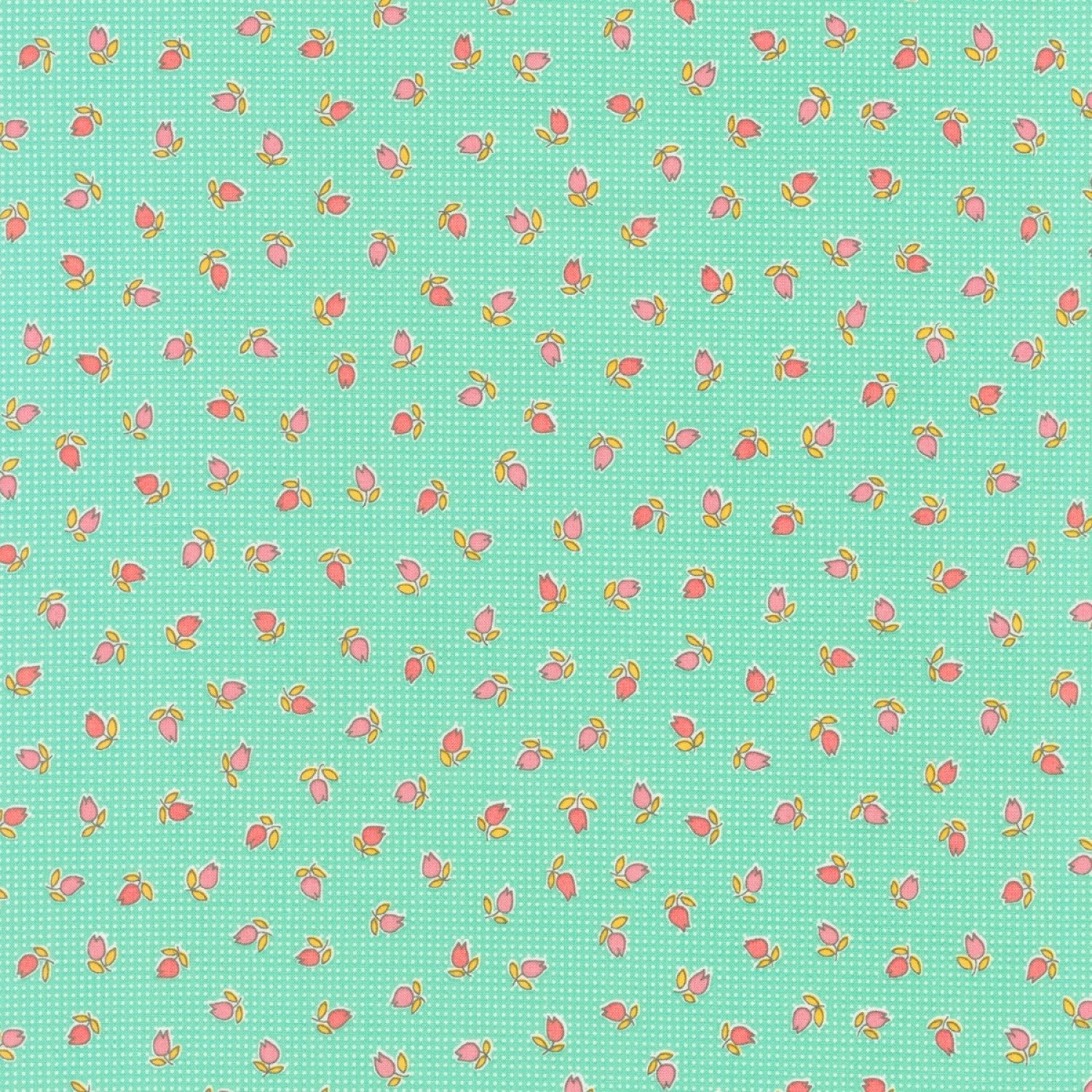 Robert KaufmanPenny's Dollhouse Quilt Fabric Gingham Tulips AloeFabric