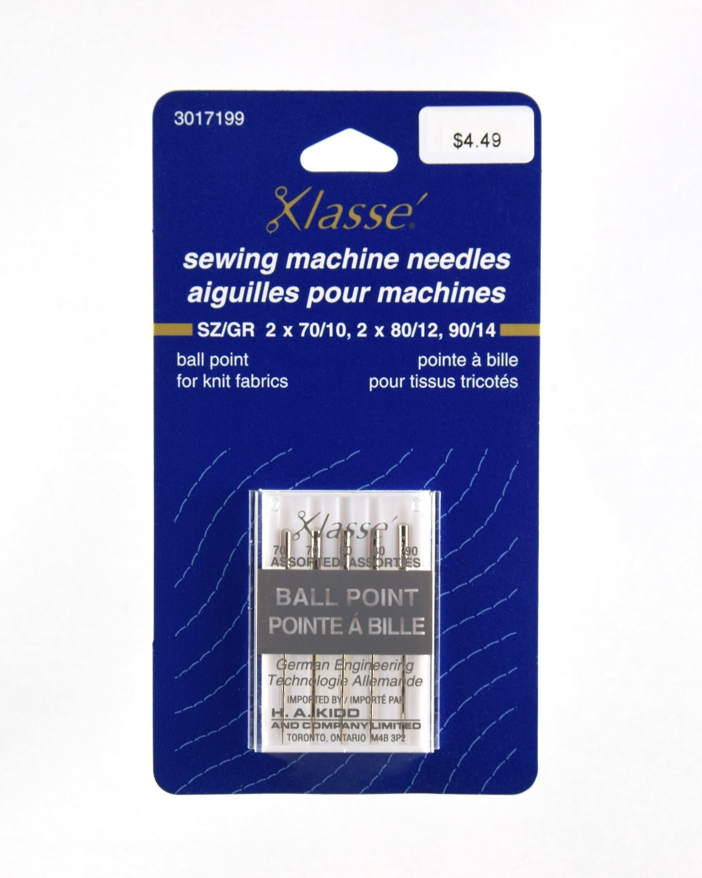 Klassé Assorted Ballpoint Needles 70/10, 80/12 & 90/14 (10399877129)
