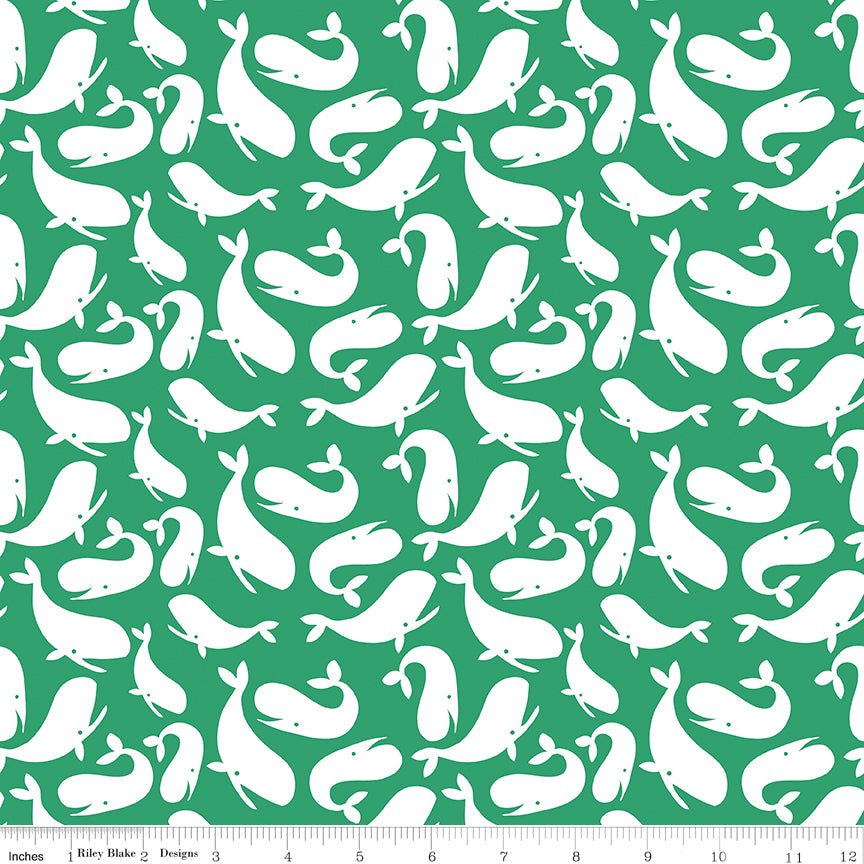 Riley Blake DesignsAhoy Mermaids Quilt Fabric Whales GreenFabric