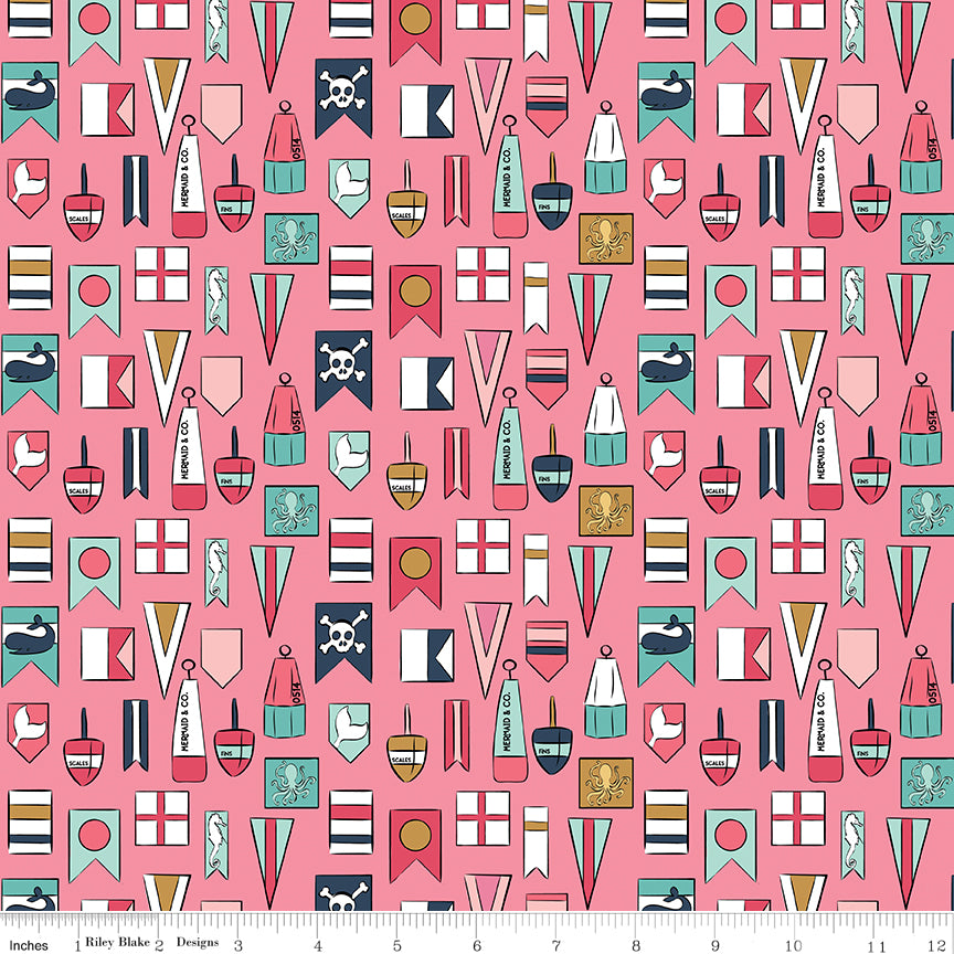 Ahoy Mermaids Flags Coral (5490870648997)