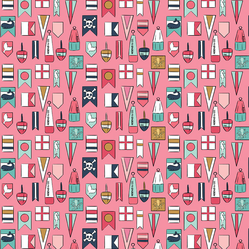 Ahoy Mermaids Flags Coral (5490870648997)