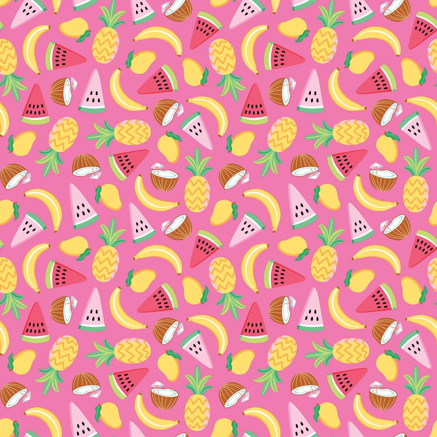 Riley Blake DesignsRainbowfruit Quilt Fabric Let's Get Coconuts Hot PinkFabric