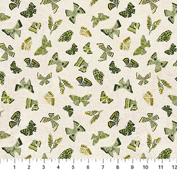 FIGO FabricsWildflower Butterflies GreenFabric