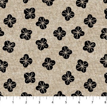 FIGO FabricsIn The Dawn Quilt Fabric Tossed Buds BlackFabric