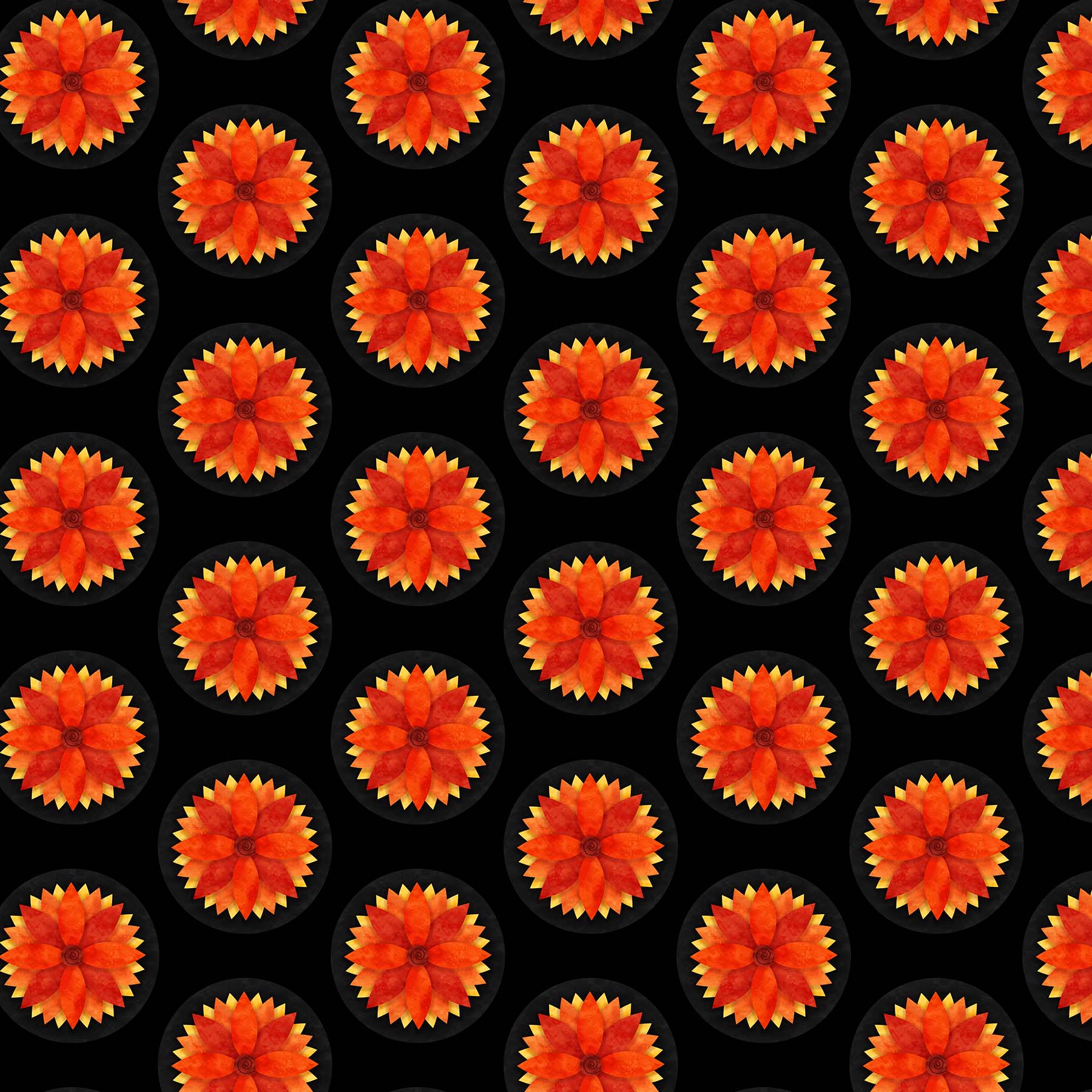 NorthcottFlamenco Quilt Fabric Circles BlackFabric