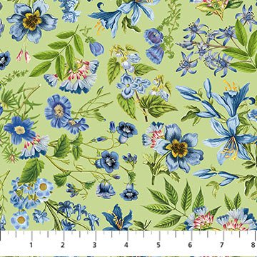 NorthcottSomething Blue Quilt Fabric Small Floral GreenFabric