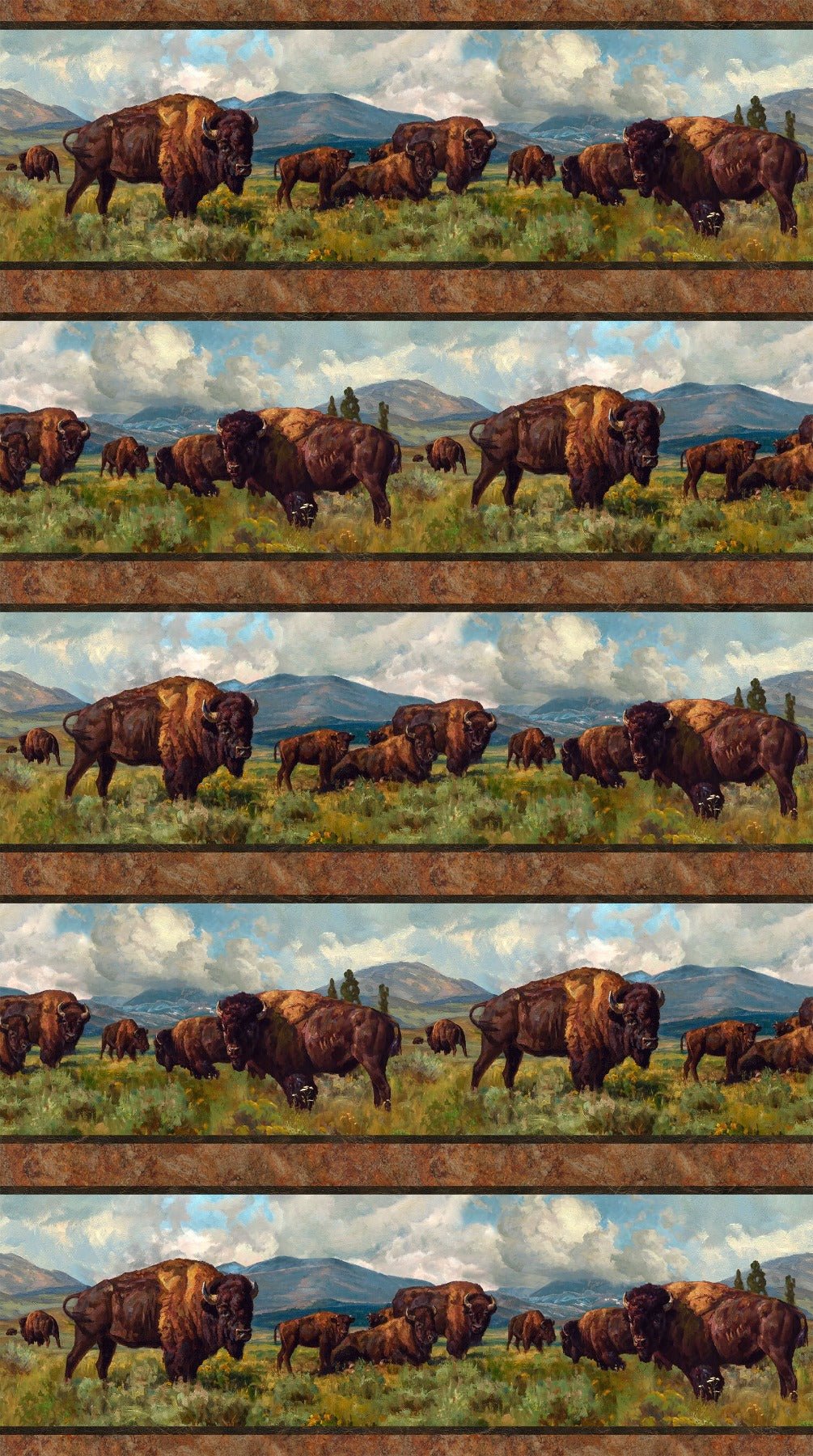 NorthcottNatureScapes Home on the Range Border Print BrownFabric