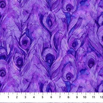 Allure Quilt Fabric Feathers Purple