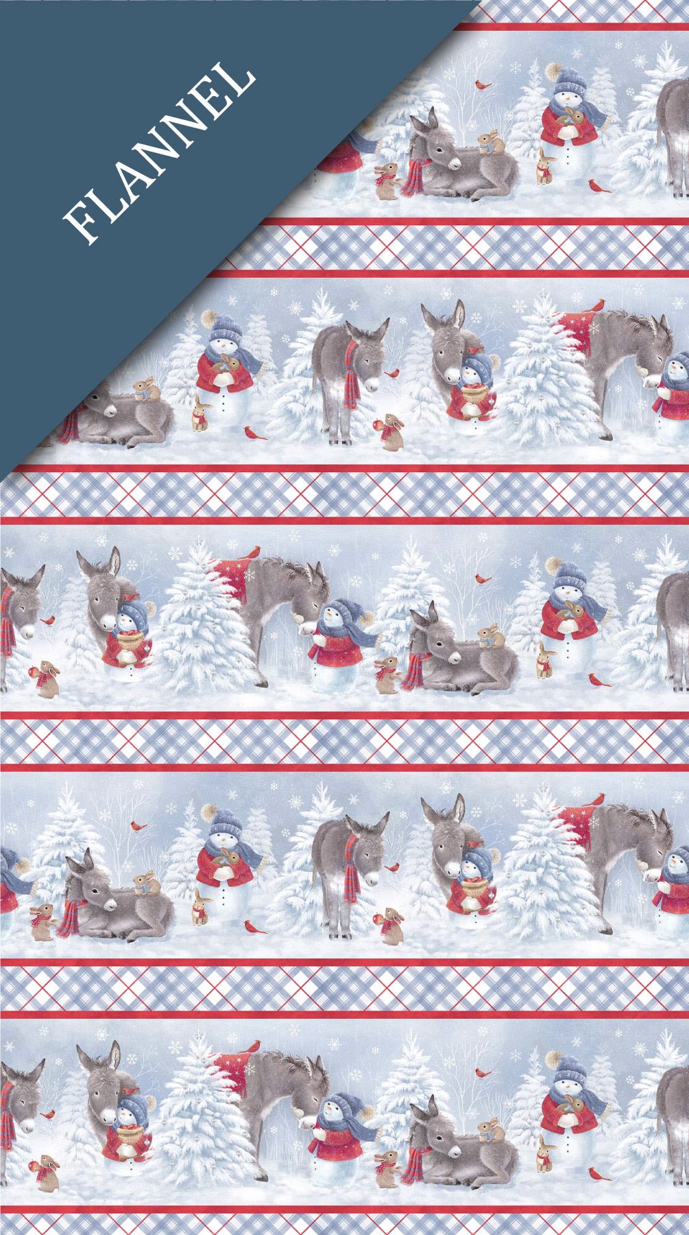 NorthcottLittle Donkey's Christmas FLANNEL Border PrintFabric