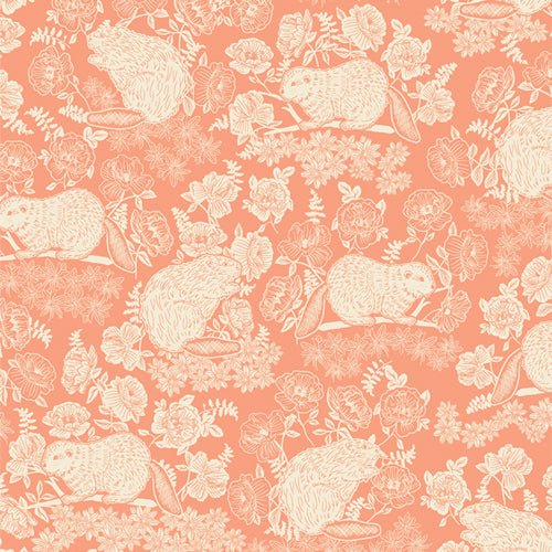 Art Gallery FabricsWild Forgotten Knit Fabric Beaver and Bloom PeachFabric