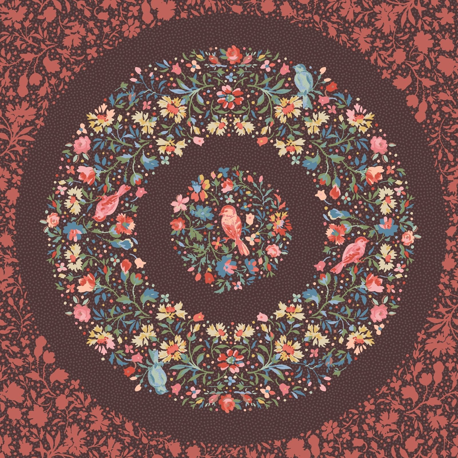 Maywood StudioLovely Bunch Wreaths Fabric Panel BrownFabric Panel