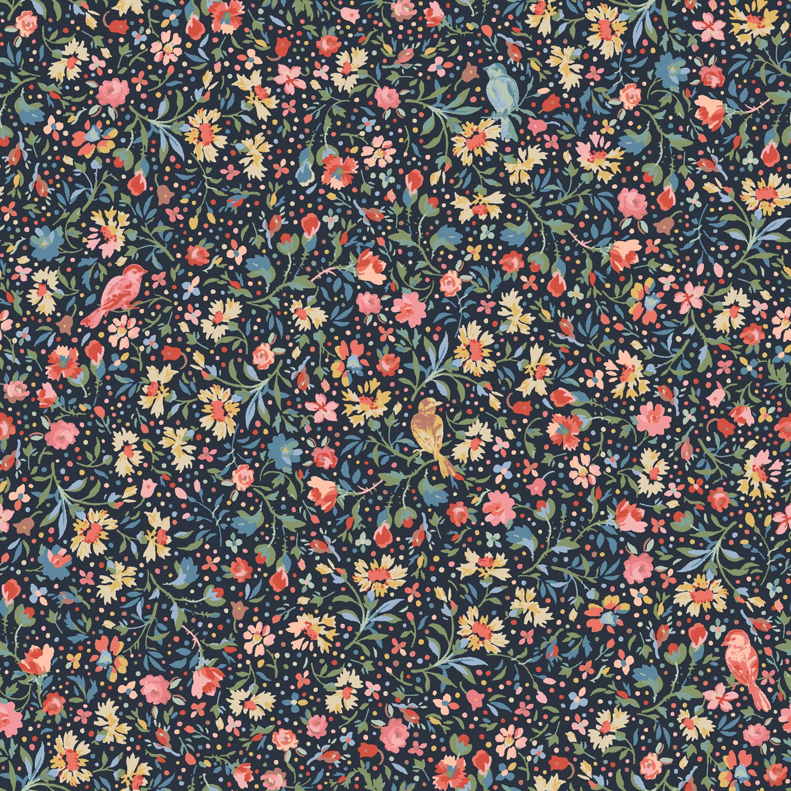 Lovely Bunch Birds and Flora Navy