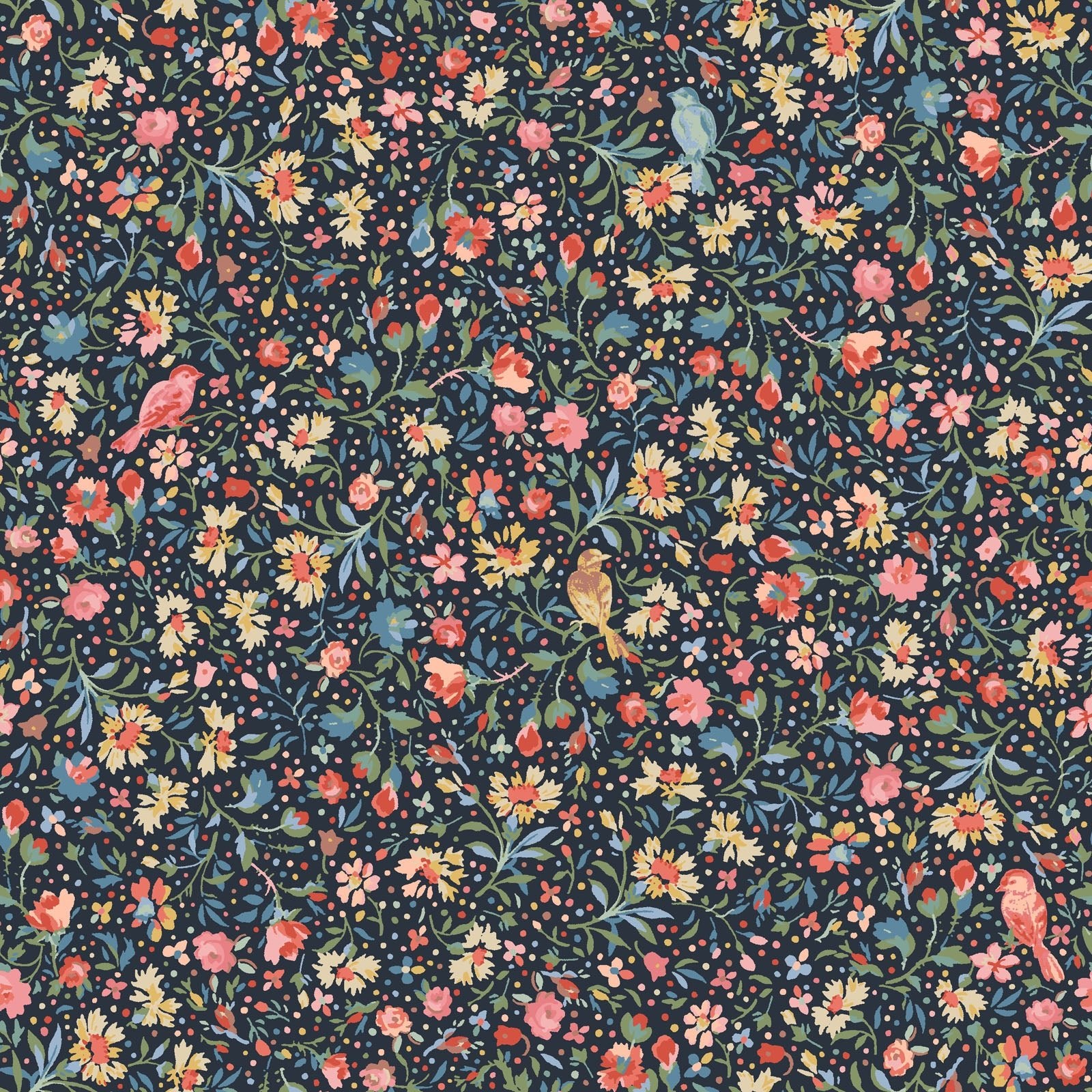 Maywood StudioLovely Bunch Birds and Flora NavyFabric