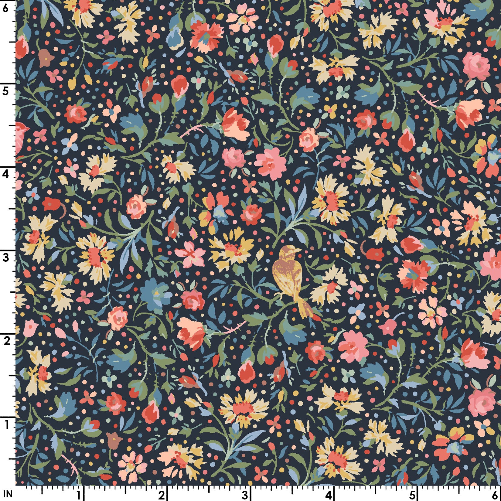 Lovely Bunch Birds and Flora Navy