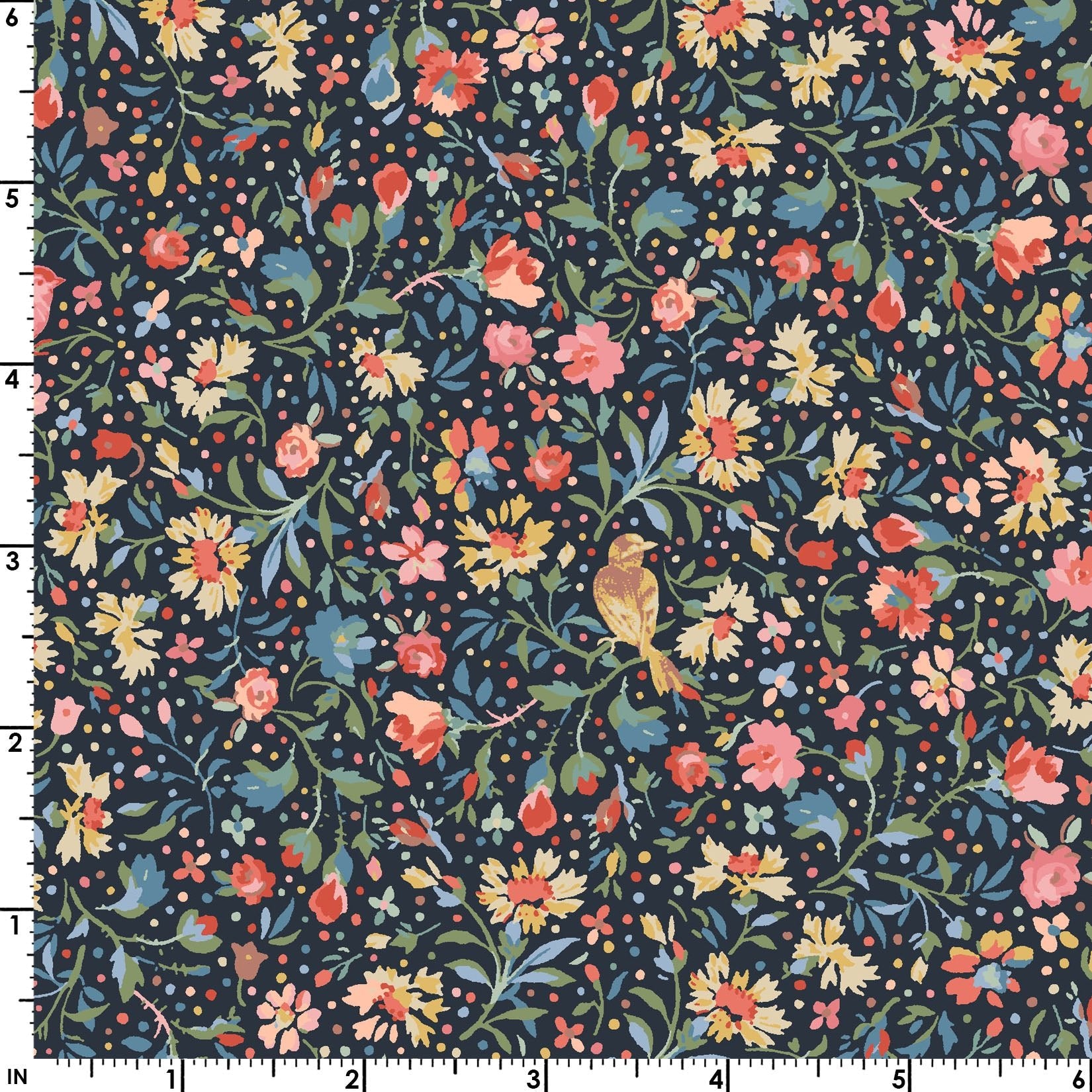 Maywood StudioLovely Bunch Birds and Flora NavyFabric