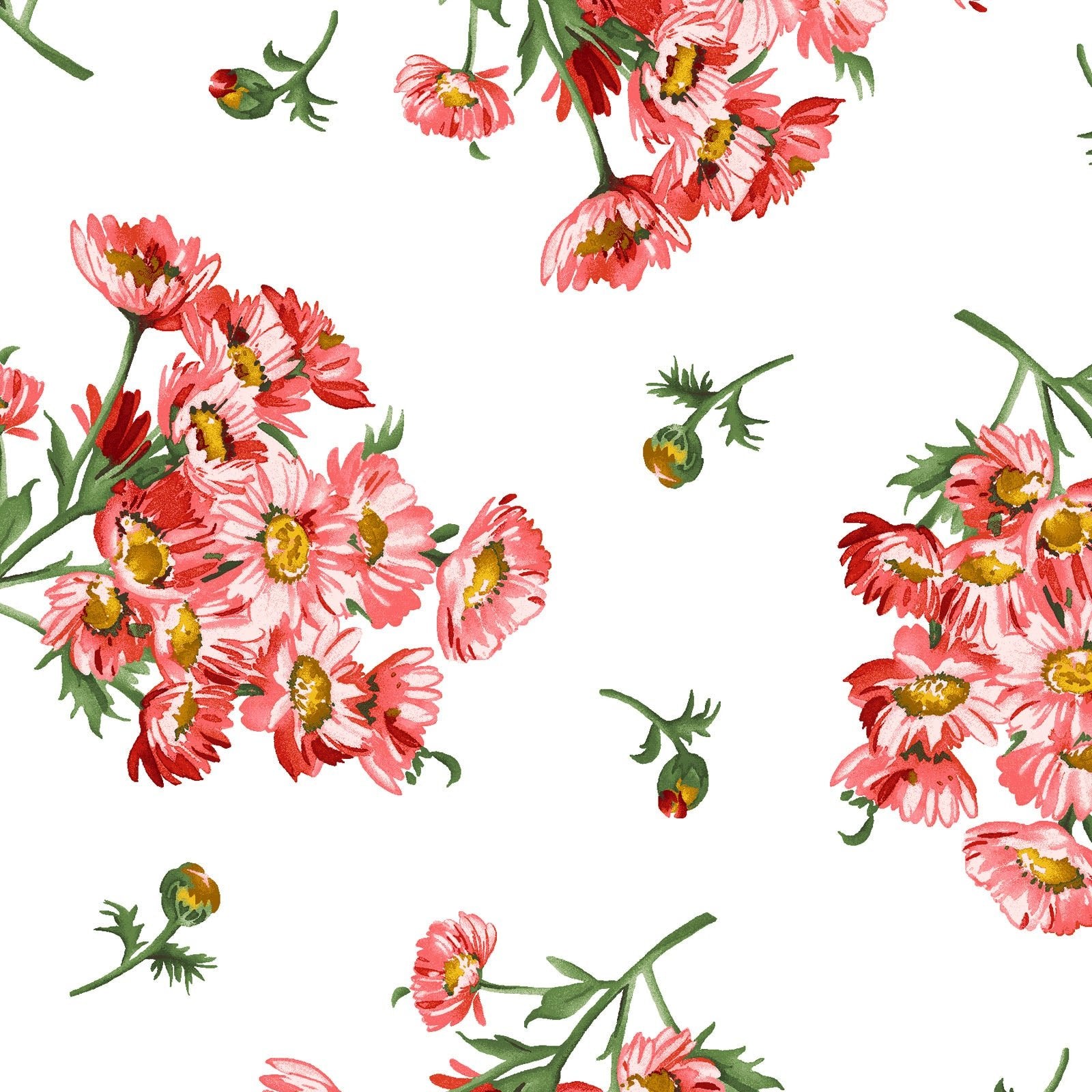 Maywood StudioProse Quilt Fabric Daisy Bouquets Ultra WhiteFabric