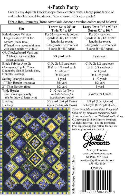 Quilt MomentsFour Patch Party Quilt PatternQuilt Patterns