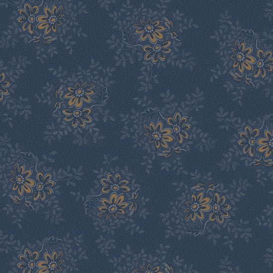 Marcus FabricsOld Blue Calicos Quilt Fabric Cut Flowers NavyFabric