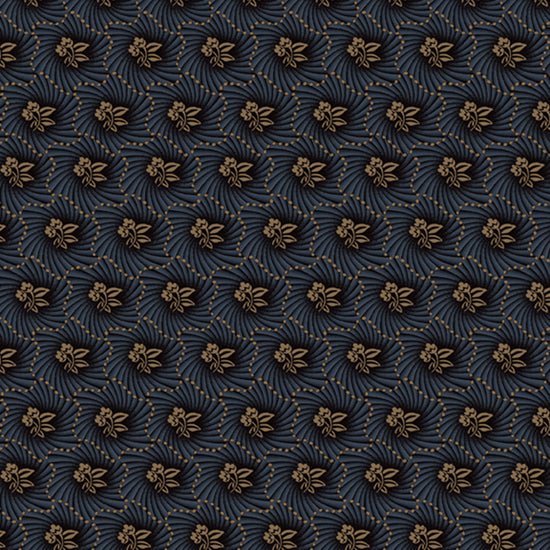 Old Blue Calicos Flower Maze Navy Quilt Fabric