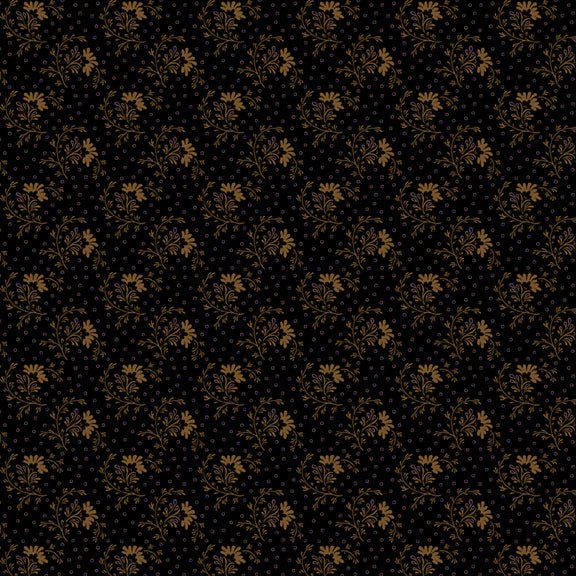 Marcus FabricsPrairie Backgrounds Circles Sprigs BlackFabric