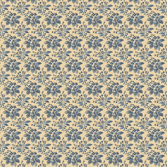 Marcus FabricsBack In The Day Quilt Fabric Elsie's Bouquet BlueFabric