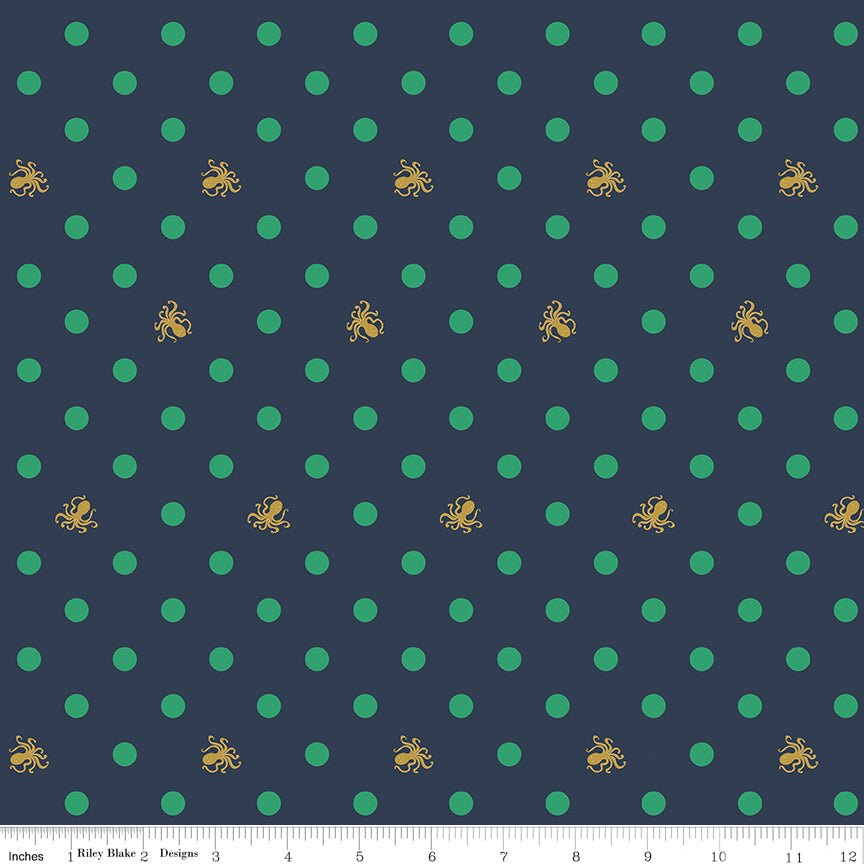 Riley Blake DesignsAhoy Mermaids Quilt Fabric Octo Dots NavyFabric