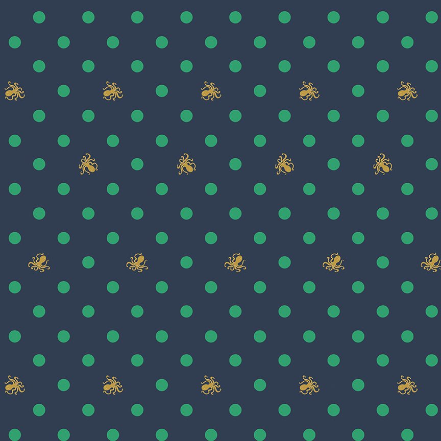 Riley Blake DesignsAhoy Mermaids Quilt Fabric Octo Dots NavyFabric