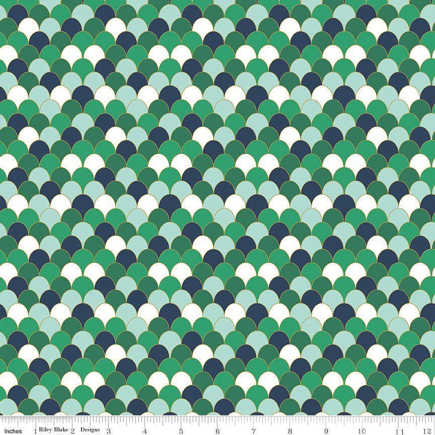 Riley Blake DesignsAhoy Mermaids Quilt Fabric Scales GreenFabric