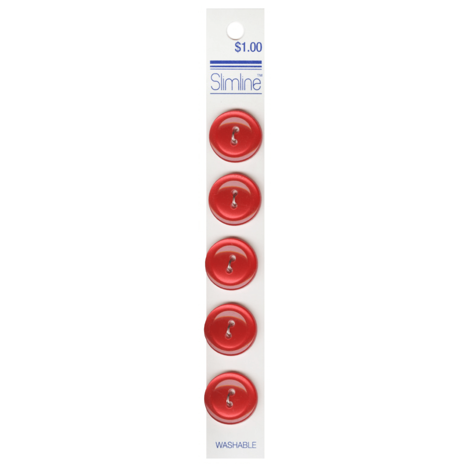 Lansing19mm 2 - Hole Button Red 5ctButtons & Snaps