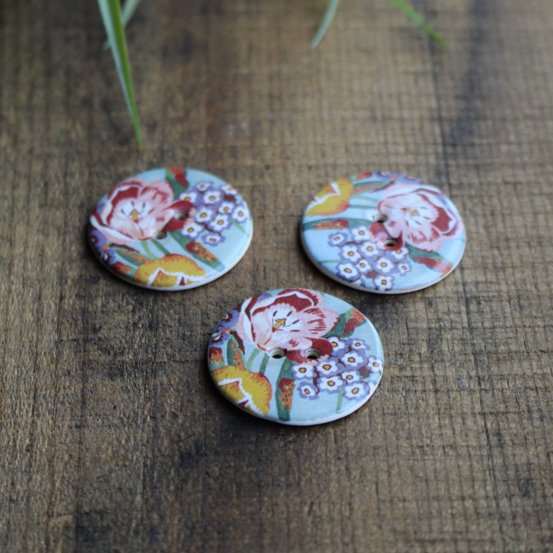 Handmade Ceramic Buttons Springtime Floral Buttons
