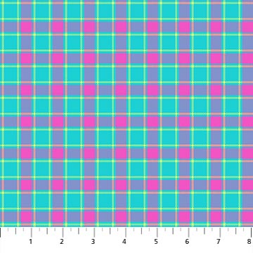NorthcottPiccadilly Quilt Fabric Tri - Colour Check AquaFabric