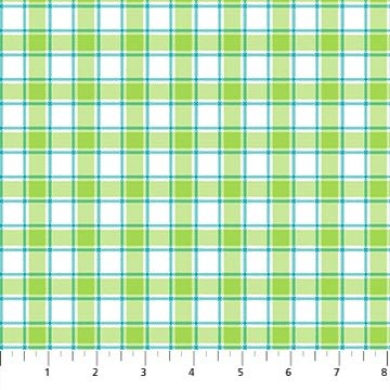 NorthcottPiccadilly Quilt Fabric Tri - Colour Check LimeFabric