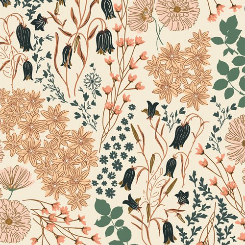 Art Gallery FabricsWild Forgotten Bluebells & Buttercups HeronFabric
