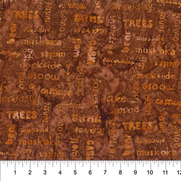 Banyan BatiksCanoe Lake Batik Quilt Fabric Words Sponge ToffeeFabric