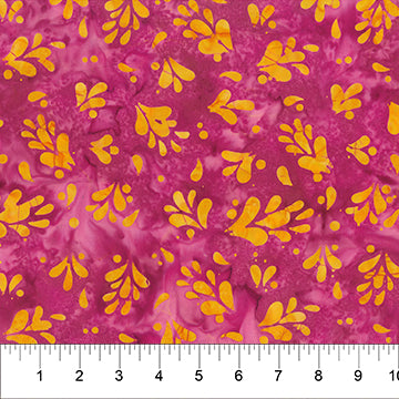 La Vie en Rose Batik Quilt Fabric Fleur De Lis Dots Raspberry
