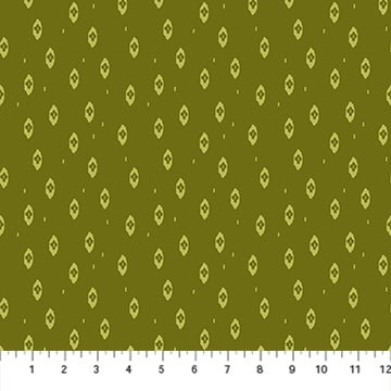 FIGO FabricsSummer's End Quilt Fabric Ikat GreenFabric