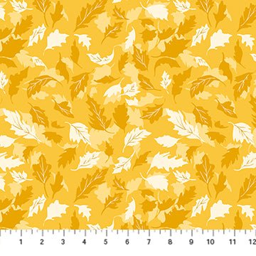 FIGO FabricsSummer's End Quilt Fabric Leaves YellowFabric
