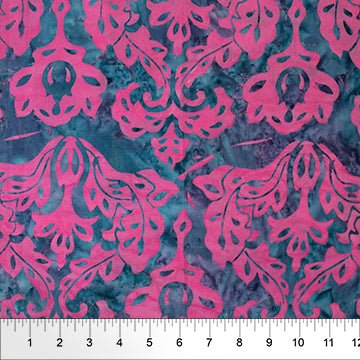 Banyan BatiksVictorian Contemporary Batik Quilt Fabric Acanthus Leaf DenimFabric
