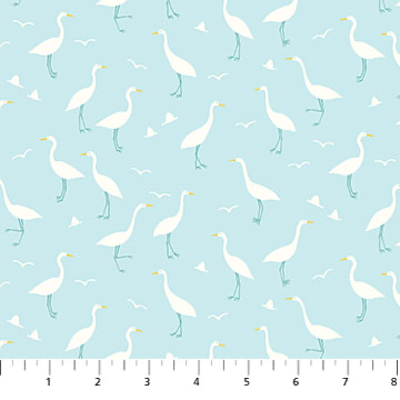 FIGO FabricsOasis Quilt Fabric Egrets BlueFabric