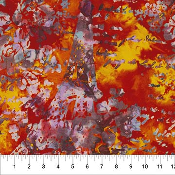 La Vie en Rose Batik Quilt Fabric Eiffel Tower Wild Orange