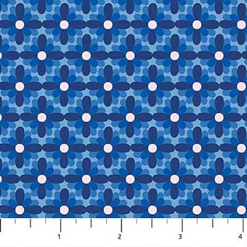 FIGO FabricsMidsommar Quilt Fabric Floral Dk BlueFabric