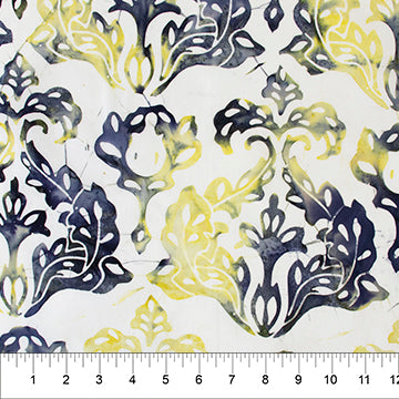 Victorian Contemporary Batik Quilt Fabric Acanthus Leaf Lemon