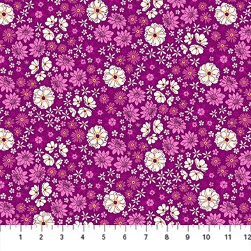 FIGO FabricsPrimavera Quilt Fabric Flowers PurpleFabric