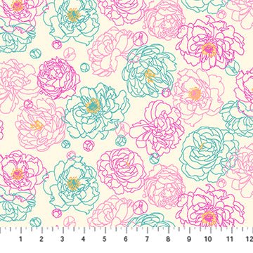 FIGO FabricsPrimavera Quilt Fabric Roses CreamFabric