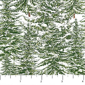 NorthcottAlpine Winter Quilt Fabric Pine Trees GreenFabric