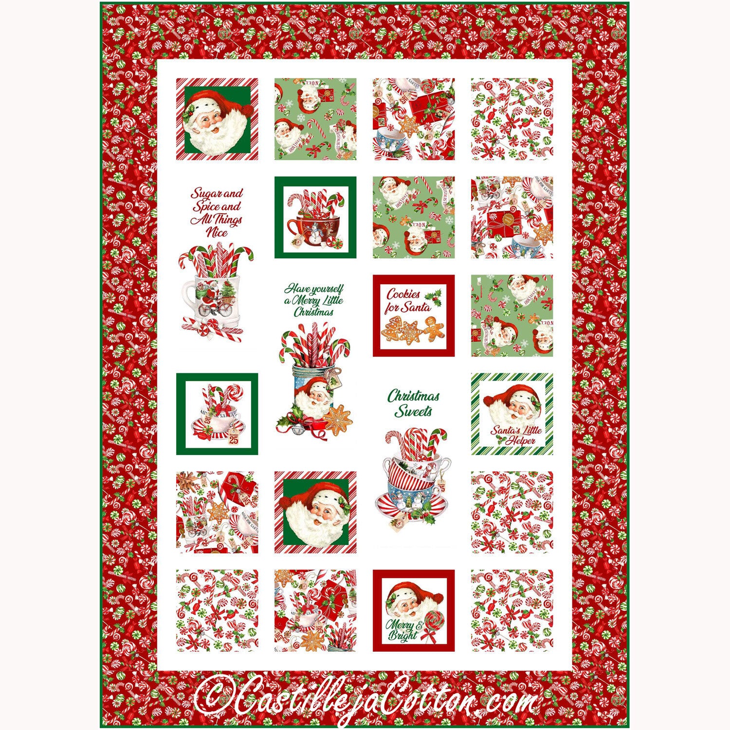 Peppermint Candy Christmas Quilt Fabric by Michel Design Works