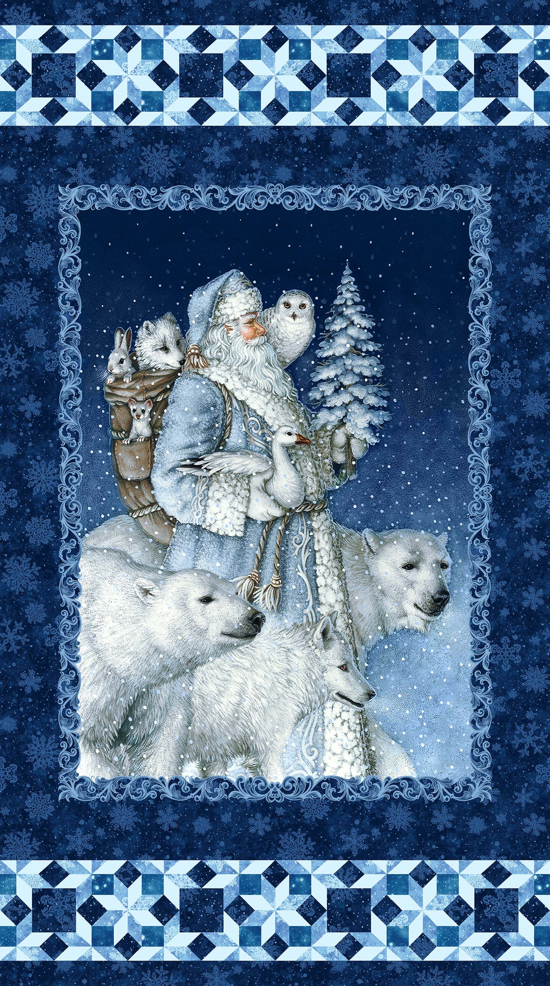 Father Christmas Quilt Fabric by Liz Goodrick-Dillon for Northcott