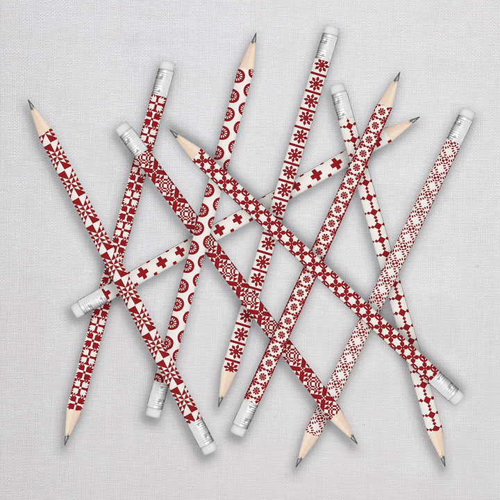 Red and White Quilty Pencil Set